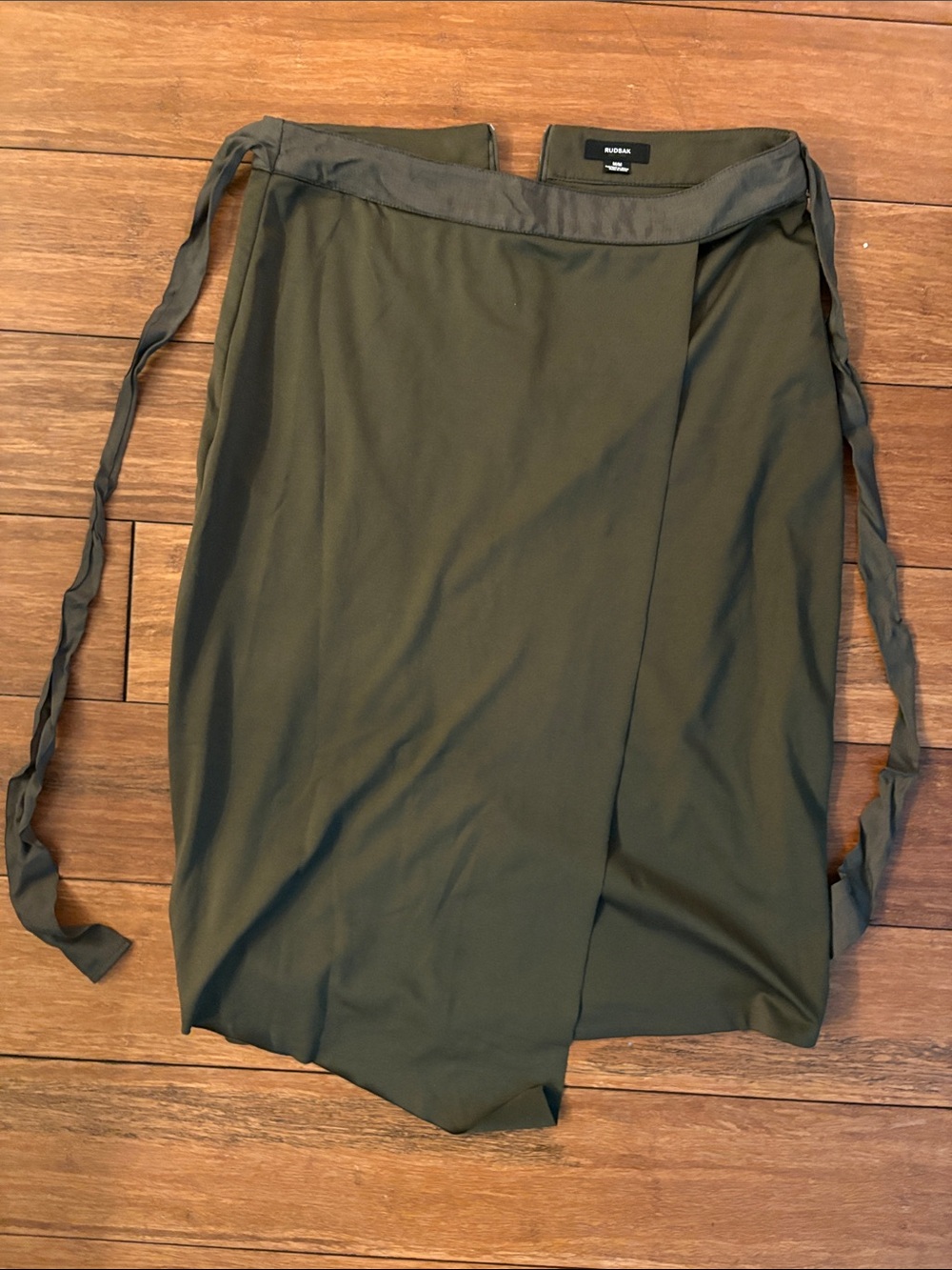 Aritzia Olive Wrap Midi Skirt with Side Ties